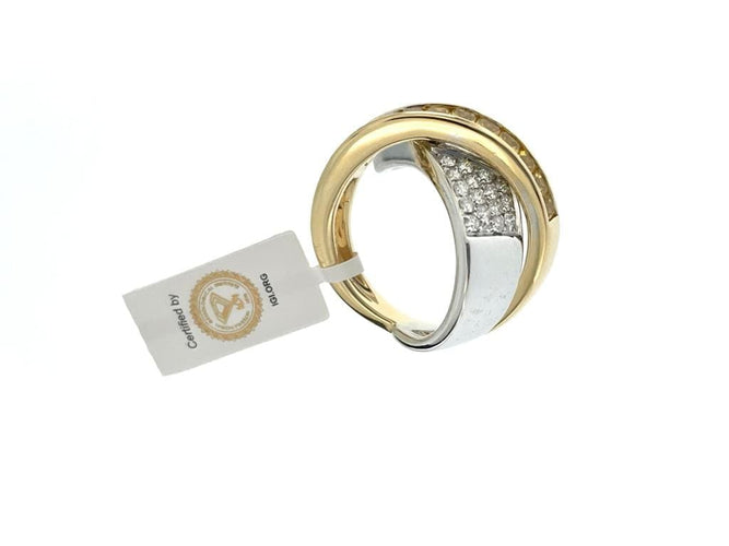 Bague 55.5 Alfieri & St. John - Bague en or 18 carats, saphir jaune et diamants 58 Facettes