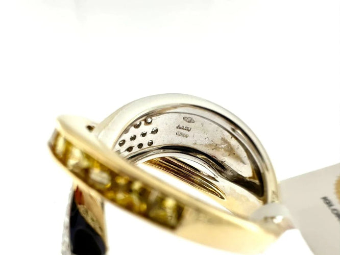 Bague 55.5 Alfieri & St. John - Bague en or 18 carats, saphir jaune et diamants 58 Facettes