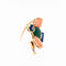 Broche Cartier - Broche oiseau en or jaune avec corail, chrysoprase et rubis 58 Facettes