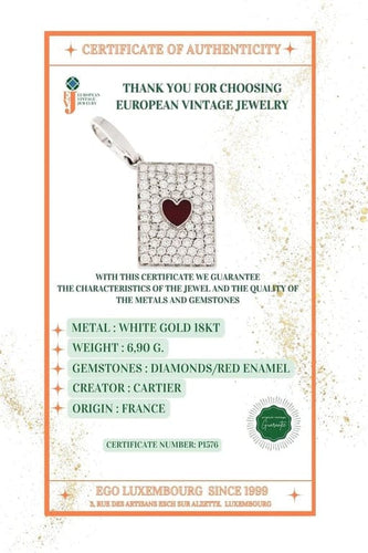 Pendentif Cartier Ace of Hearts - Pendentif en or blanc 18 carats et diamant 58 Facettes
