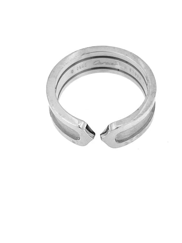 Bague 54 Cartier Double Open C - Bague en or blanc 18 carats 58 Facettes
