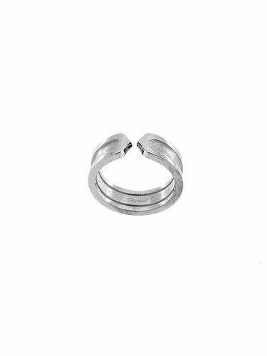 Bague 54 Cartier Double Open C - Bague en or blanc 18 carats 58 Facettes