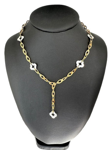Collier Roberto Coin Clover Chic and Shine - Collier en or jaune et blanc 18 carats 58 Facettes