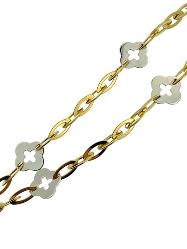 Collier Roberto Coin Clover Chic and Shine - Collier en or jaune et blanc 18 carats 58 Facettes