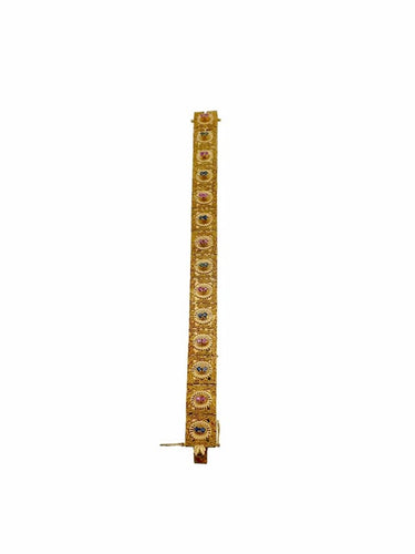 Bracelet Brevetto - Bracelet rétro en or jaune 18 carats, rubis et saphirs 58 Facettes