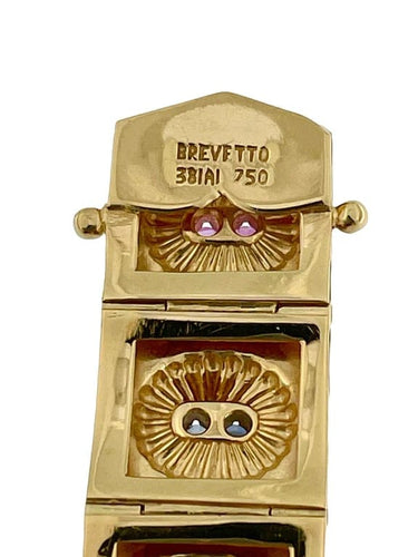 Bracelet Brevetto - Bracelet rétro en or jaune 18 carats, rubis et saphirs 58 Facettes