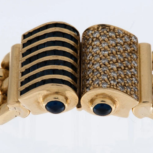Bracelet Gioielli Graser - Bracelet rétro en or jaune 18 carats, diamants et saphirs 58 Facettes