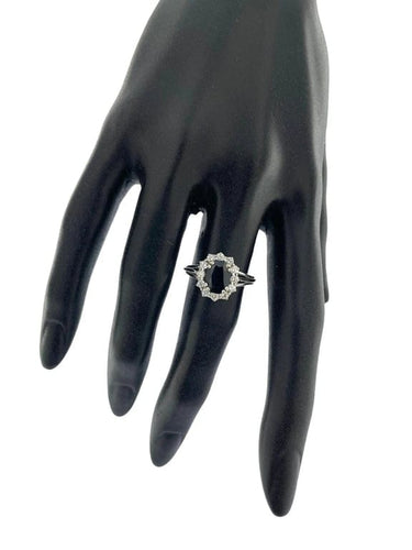 Bague 59.5 Bague classique en or blanc 18 carats avec saphir et diamants 58 Facettes