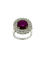 Bague 56.5 Bague cocktail en or blanc 18 carats avec diamants et rubis 58 Facettes