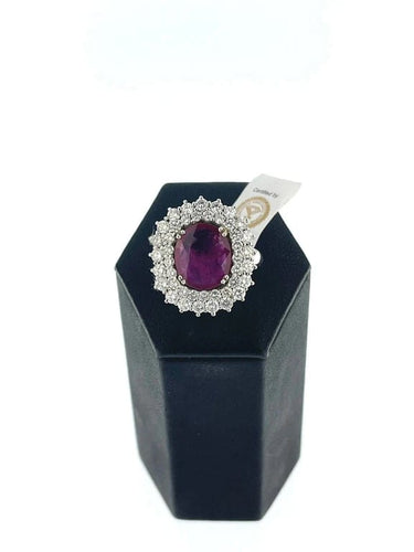Bague 56.5 Bague cocktail en or blanc 18 carats avec diamants et rubis 58 Facettes