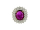 Bague 56.5 Bague cocktail en or blanc 18 carats avec diamants et rubis 58 Facettes
