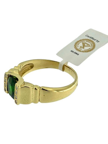 Bague 64 Bague en or jaune 18 carats avec diamants et diopside vert 58 Facettes