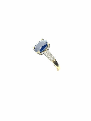 Bague 51 Bague cocktail en or jaune et blanc, saphir 2,5 ct et diamants 58 Facettes
