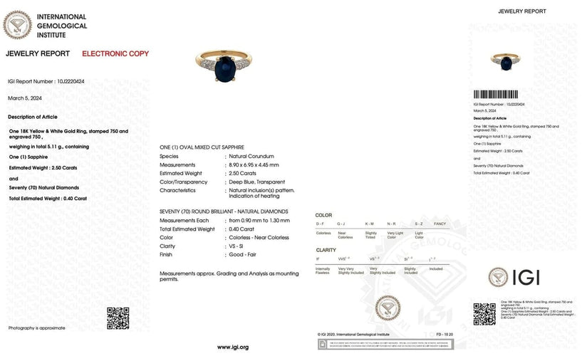 Bague 51 Bague cocktail en or jaune et blanc, saphir 2,5 ct et diamants 58 Facettes