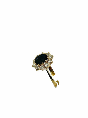 Bague 65.5 Bague cocktail en or jaune 18 carats avec saphir 2,60 ct et diamants 58 Facettes