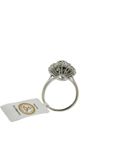 Bague 53.5 Bague en or blanc 18 carats avec saphir 1,30 ct et diamants 58 Facettes