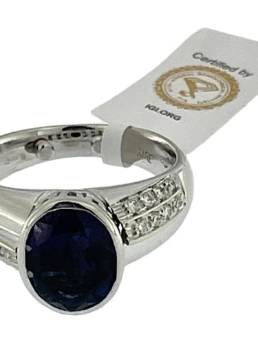 Bague 52.5 Bague cocktail en or blanc 18 carats avec iolite et diamants 58 Facettes