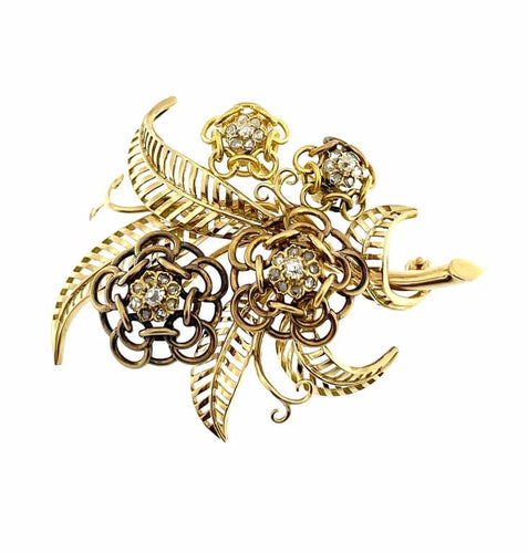 Broche Broche Art déco en or jaune 18 carats et diamants 58 Facettes