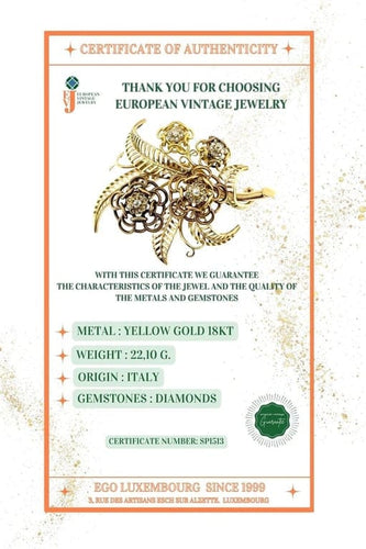 Broche Broche Art déco en or jaune 18 carats et diamants 58 Facettes