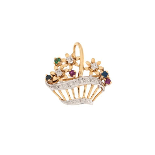 Broche Broche giardinetto en or blanc et or jaune 18 carats avec pierres précieuses 58 Facettes