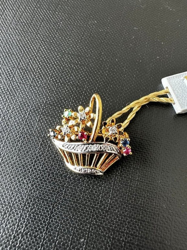 Broche Broche giardinetto en or blanc et or jaune 18 carats avec pierres précieuses 58 Facettes