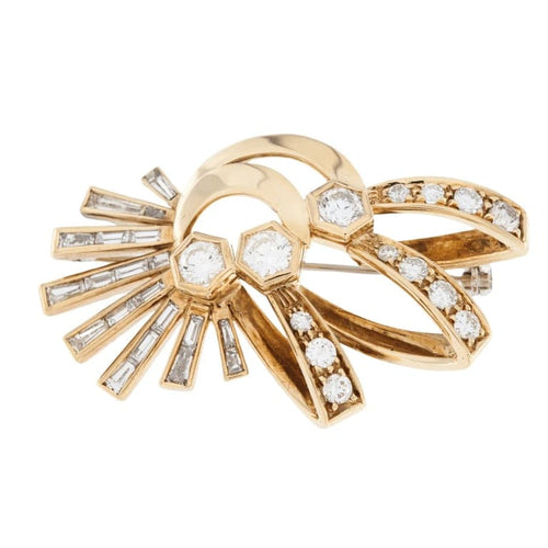 Broche Broche ancienne en or jaune 18 carats et diamants 58 Facettes