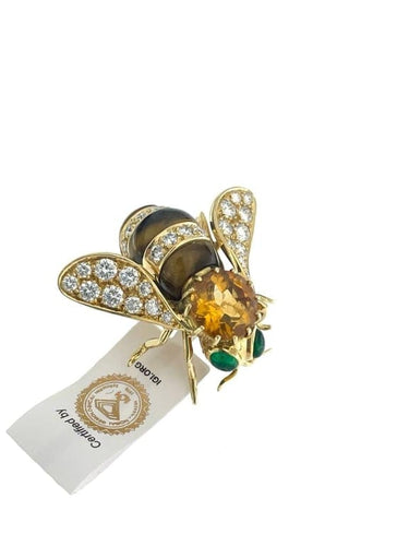 Broche René Kreiss - Broche en or jaune 18 carats à diamants et citrine 58 Facettes