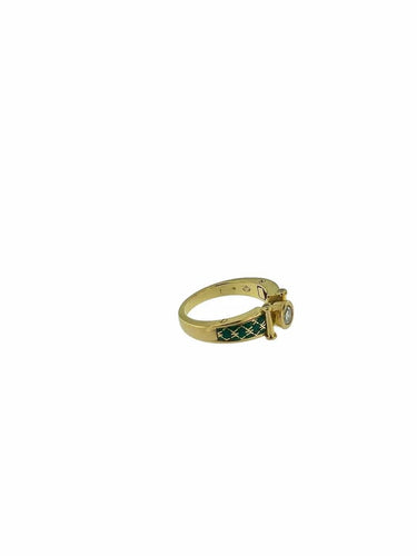 Bague 55.5 Korloff - Bague en or jaune 18 carats avec diamants et émail vert 58 Facettes