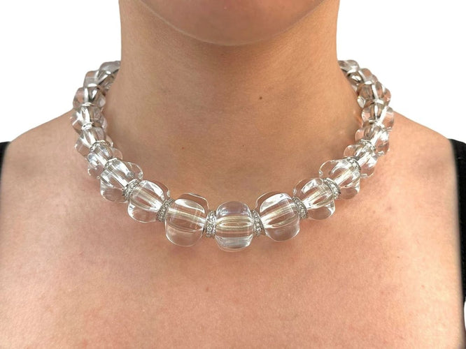 Collier Baccarat Sherazade - Collier en or blanc 18 carats, cristal et diamants 58 Facettes