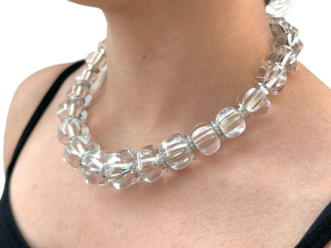 Collier Baccarat Sherazade - Collier en or blanc 18 carats, cristal et diamants 58 Facettes