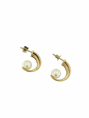 Boucles d'oreilles JKa Jewelry - Boucles d'oreilles en or 18 carats avec perles et diamants 58 Facettes