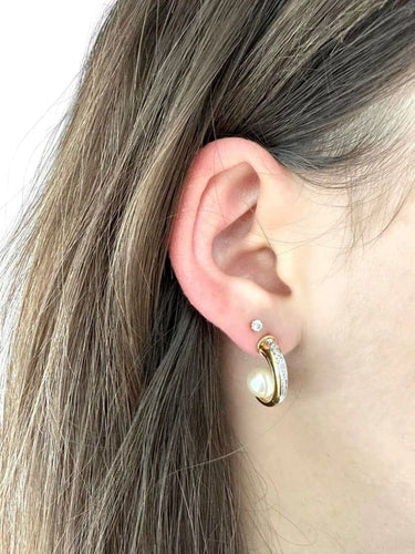 Boucles d'oreilles JKa Jewelry - Boucles d'oreilles en or 18 carats avec perles et diamants 58 Facettes
