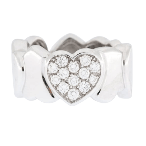 Bague 48 FRED - Bague cœur en or blanc 18 carats et diamants 58 Facettes