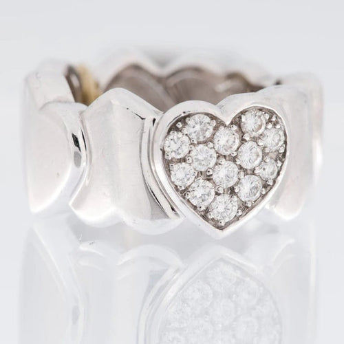 Bague 48 FRED - Bague cœur en or blanc 18 carats et diamants 58 Facettes