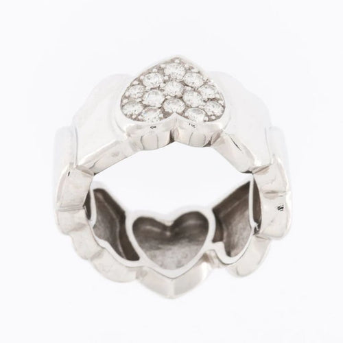Bague 48 FRED - Bague cœur en or blanc 18 carats et diamants 58 Facettes
