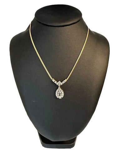 Collier Collier en or jaune et or blanc 14 carats, diamants et aigue-marine 58 Facettes