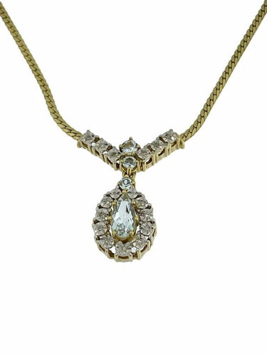 Collier Collier en or jaune et or blanc 14 carats, diamants et aigue-marine 58 Facettes