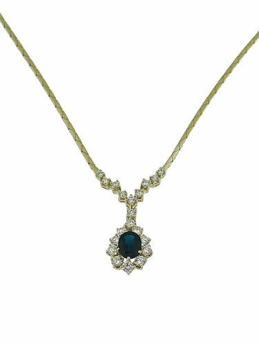 Collier Collier pendentif - Diamants et saphir en or jaune 14 carats 58 Facettes