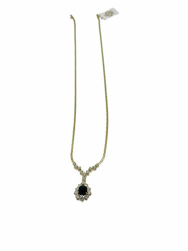 Collier Collier pendentif - Diamants et saphir en or jaune 14 carats 58 Facettes