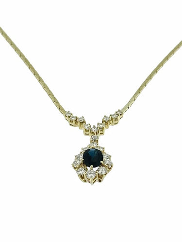 Collier Collier pendentif - Diamants et saphir en or jaune 14 carats 58 Facettes