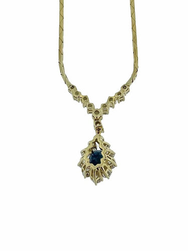 Collier Collier pendentif - Diamants et saphir en or jaune 14 carats 58 Facettes