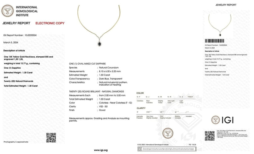 Collier Collier pendentif - Diamants et saphir en or jaune 14 carats 58 Facettes