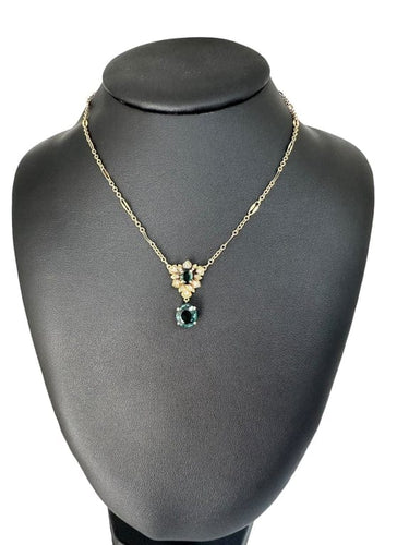 Collier Collier pendentif en or jaune 18 carats tourmaline, indigolite et diamants 58 Facettes