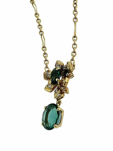 Collier Collier pendentif en or jaune 18 carats tourmaline, indigolite et diamants 58 Facettes