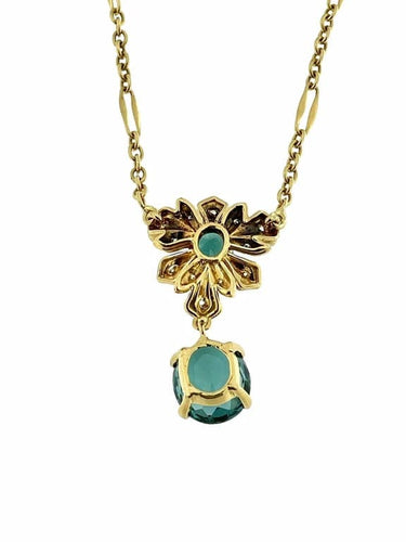 Collier Collier pendentif en or jaune 18 carats tourmaline, indigolite et diamants 58 Facettes