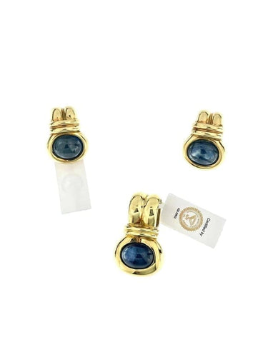 Boucles d'oreilles Parure Art déco - Boucles d'oreilles et pendentif en or jaune 18 carats et saphirs 58 Facettes