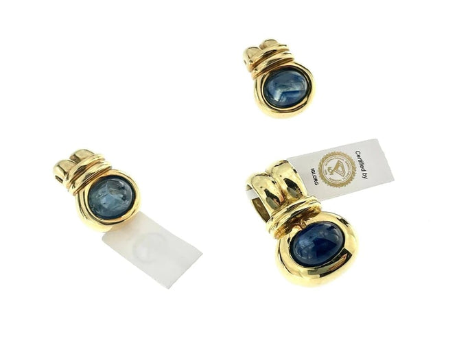 Boucles d'oreilles Parure Art déco - Boucles d'oreilles et pendentif en or jaune 18 carats et saphirs 58 Facettes