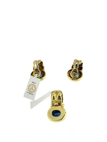Boucles d'oreilles Parure Art déco - Boucles d'oreilles et pendentif en or jaune 18 carats et saphirs 58 Facettes