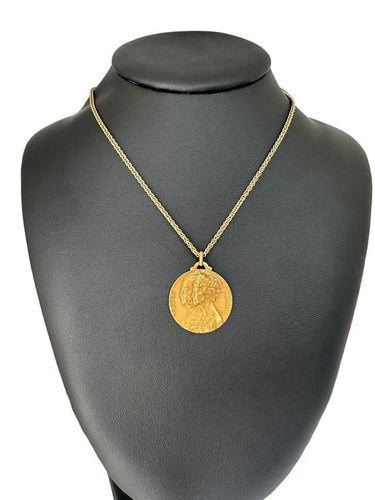 Pendentif René Cliquet - Pendentif médaille en or jaune 18k Luxembourg 58 Facettes