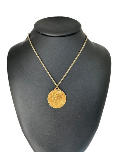 Pendentif René Cliquet - Pendentif médaille en or jaune 18k Luxembourg 58 Facettes
